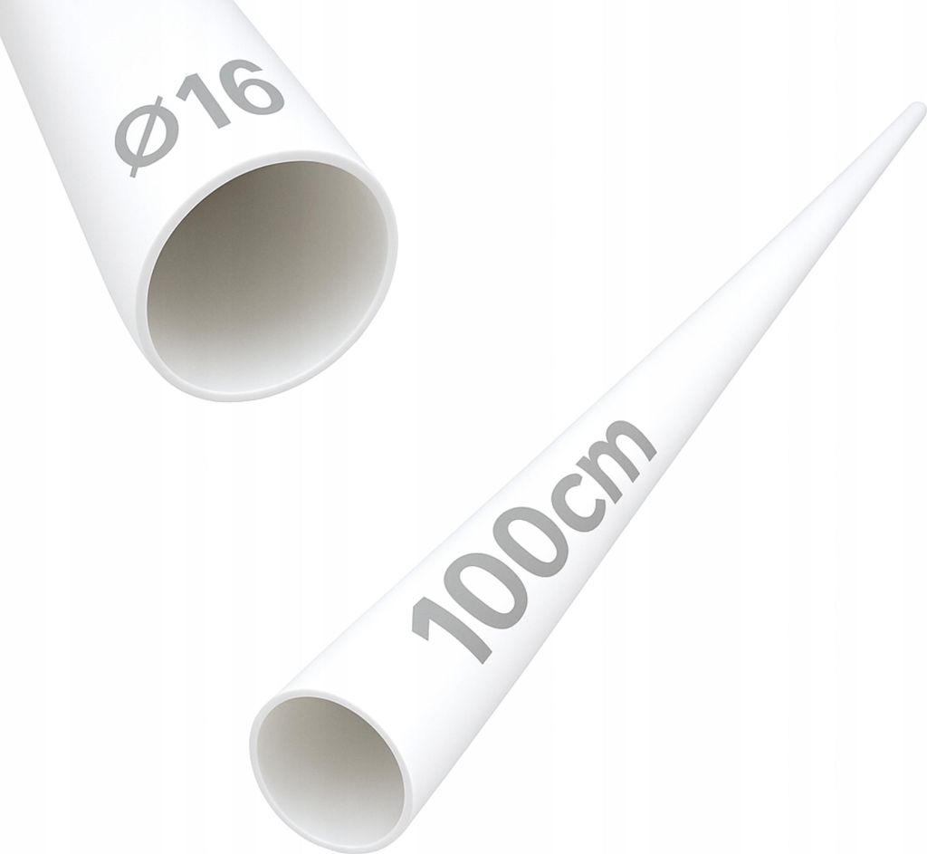 Close-up shots of a white pipe, showing its diameter and length.