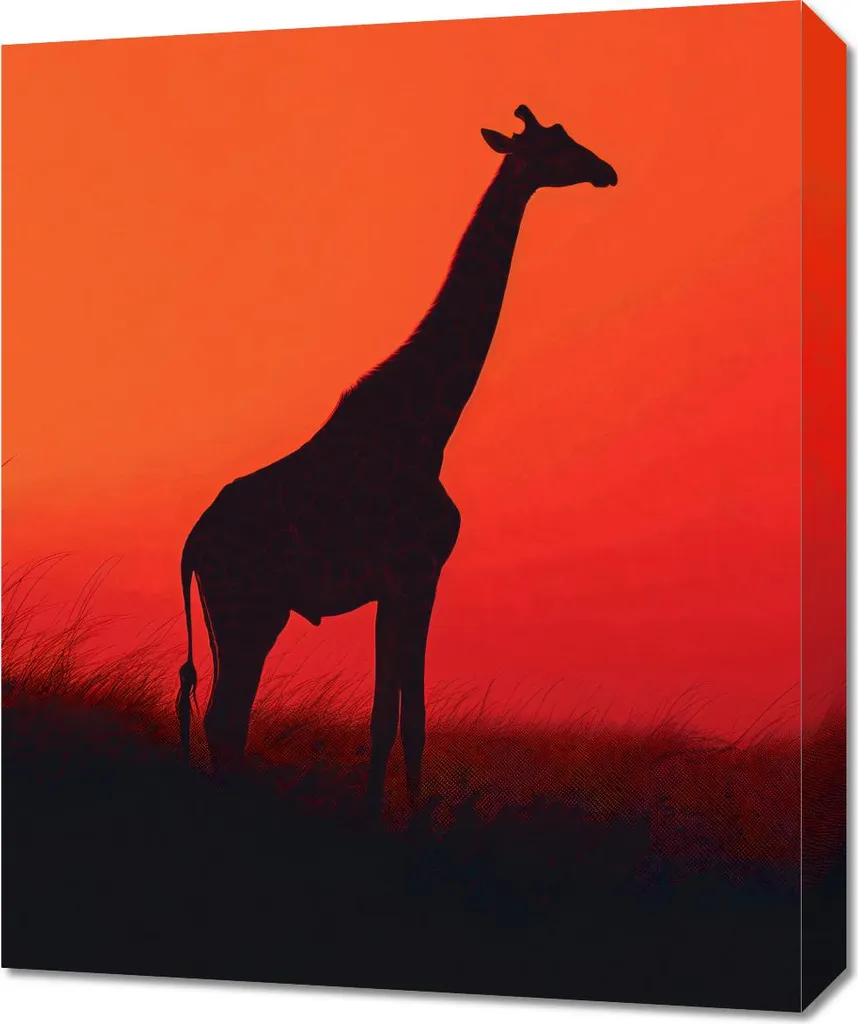 Decorazione Parete Giraffa Nero 50x60 | Stampa Canvas Fine Art
