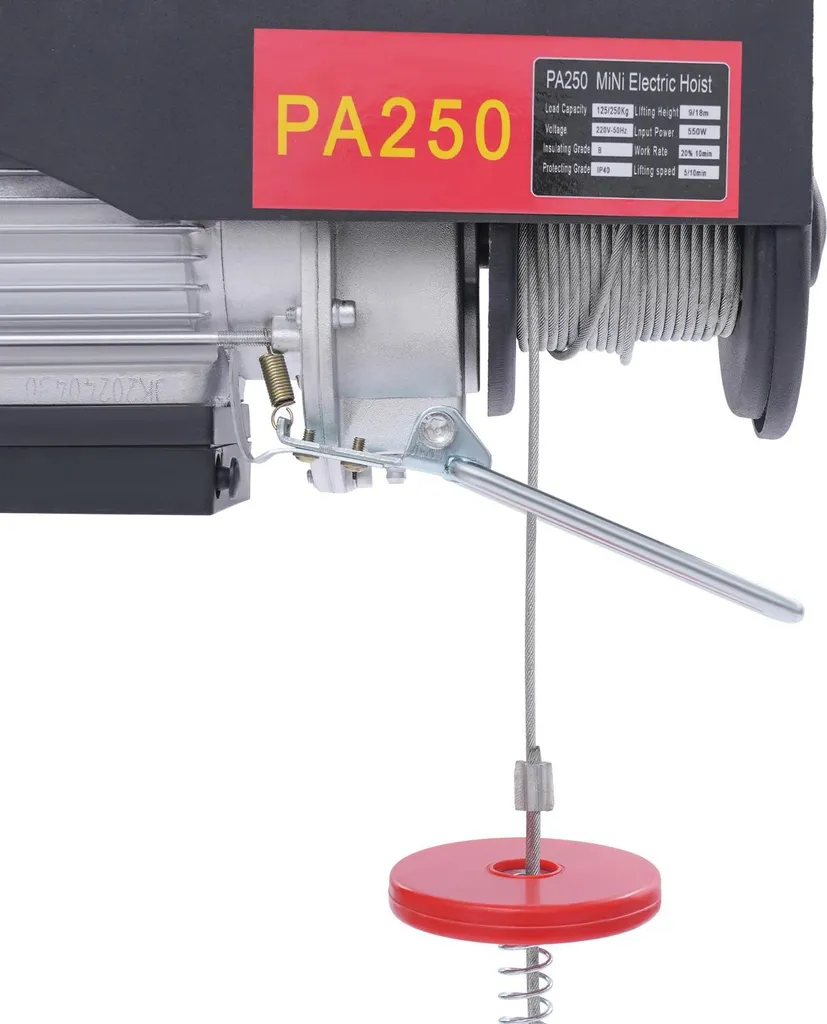 Palan Électrique 2 Modes de Levage et Télécommande - Câble Acier 12m
