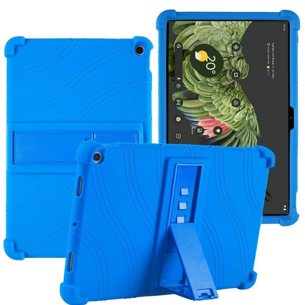 Tablet Hülle für Google Pixel Tablet 10,95", Stoßfeste Weiches Silikon Schutzhülle mit Standfunktion Blau