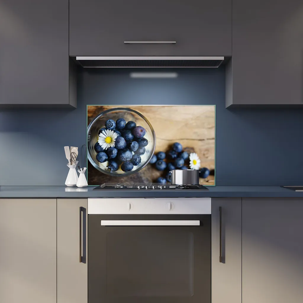 Piastra Vetro 80x52 per Piano Ceramica | Copertura e Paraspruzzi Frutta Blu - 6