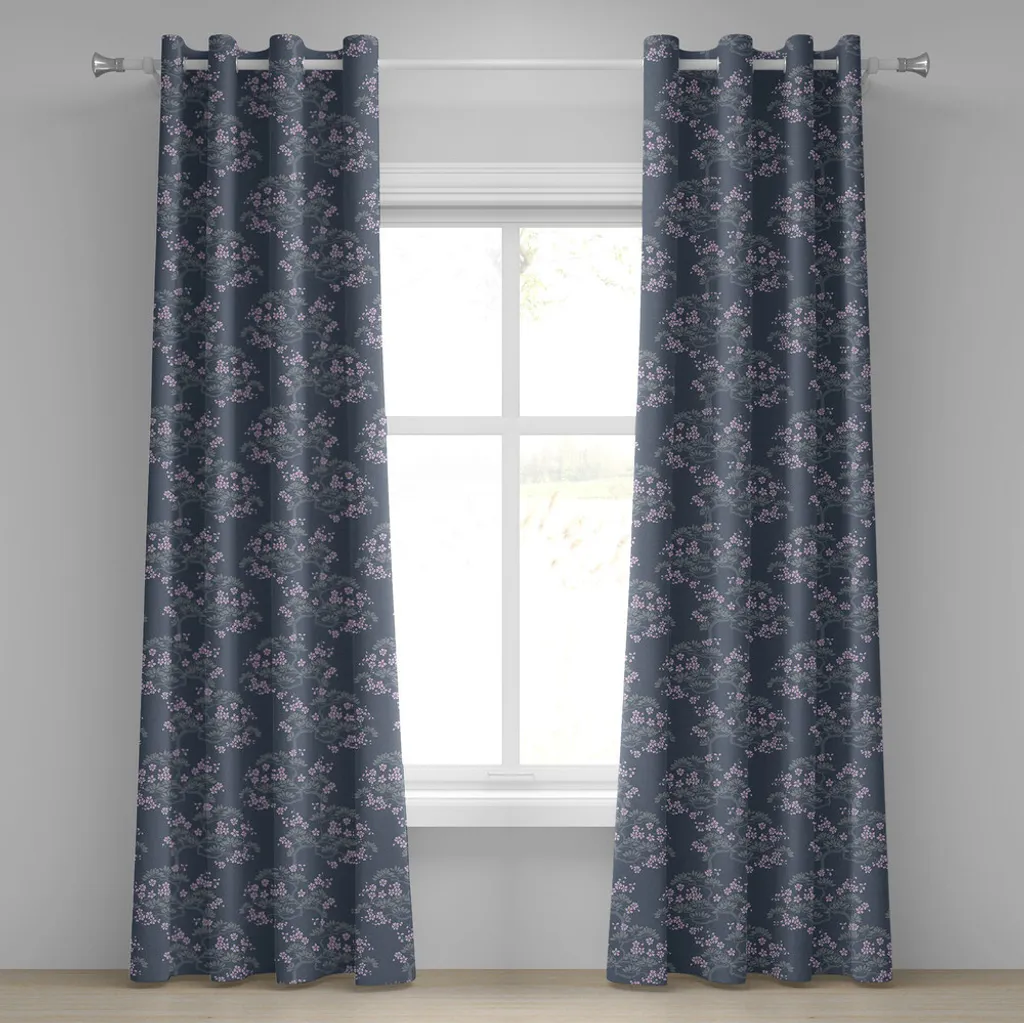 Paire de rideaux à fleurs de prunier 280x245cm en tissu haute densité