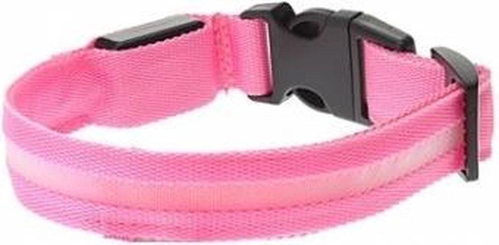 Jumada - Hundehalsband - Leuchtend - LED - Rosa - M - 40-48 cm - Hunde - Tiere - Halsbänder