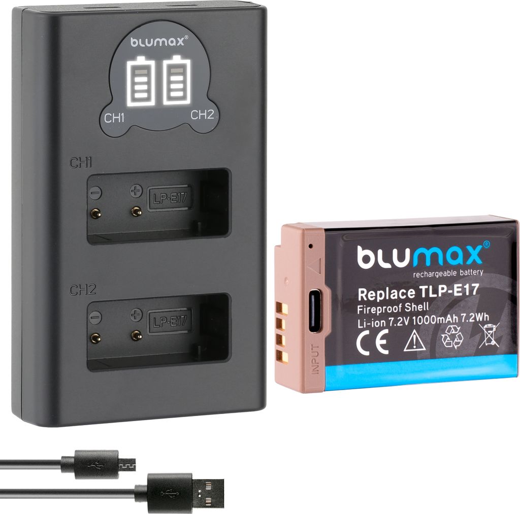 1x Akku + LCD Lader für Canon LP-E17 EOS RP M6 760D R8 R10 R50 Typ-C 1000 mAh
