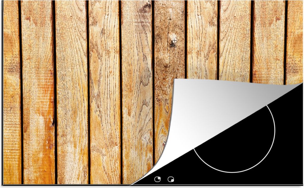 KitchenYeah Herdabdeckplatte Regale - Holz - Struktur , 91x52cm, Küche Deko, Glaskeramikkochfeld Herdabdeckung, Abdeckplatte fùr Kochfeld