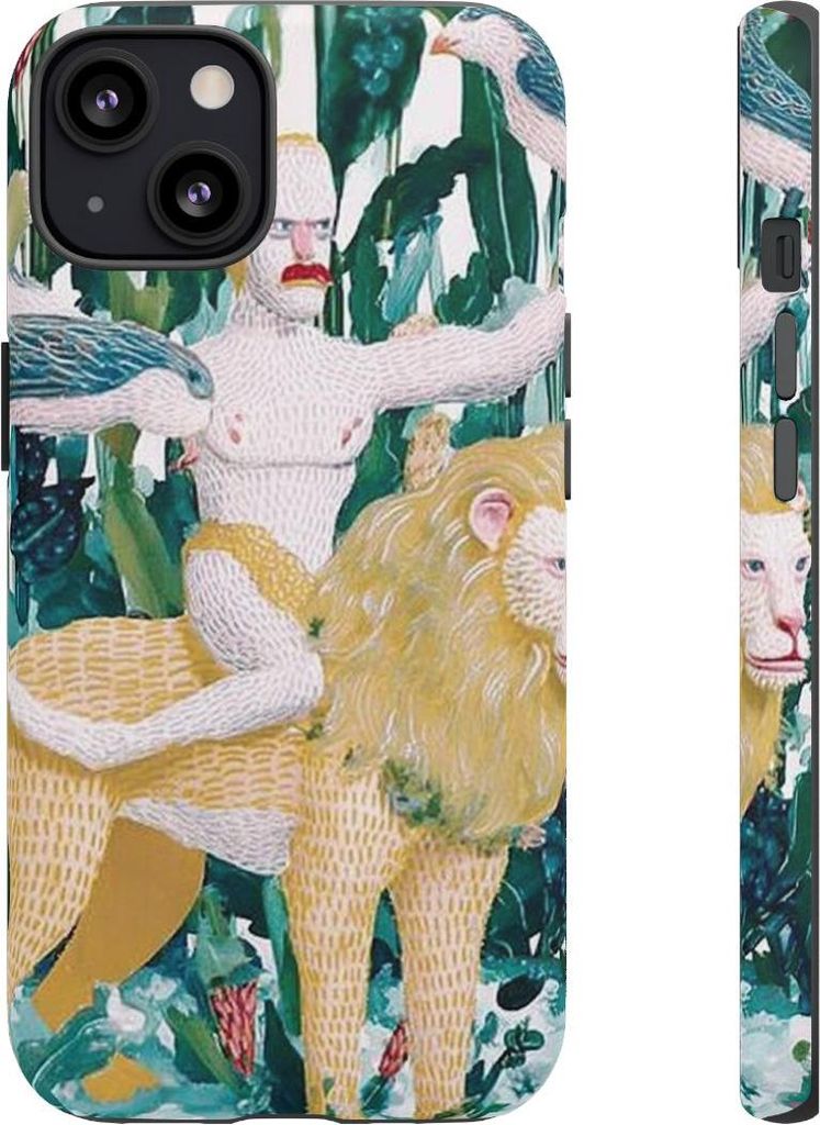 Surrealer Mann mit Vögeln auf Löwe – Hülle Kompatibel mit iPhone 13