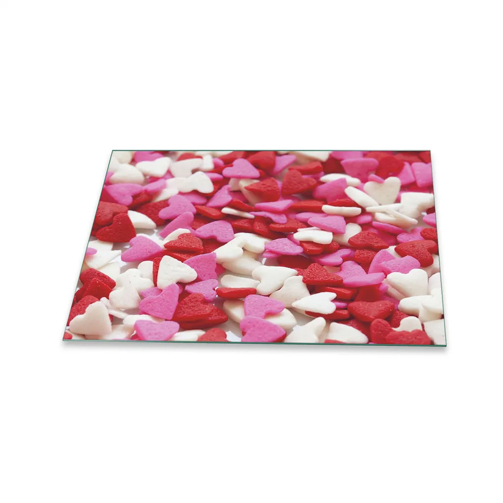 Piastra Copri Fornelli 80x52 Vetro Decorativo Cuore Rosa | Alzatina Cucina