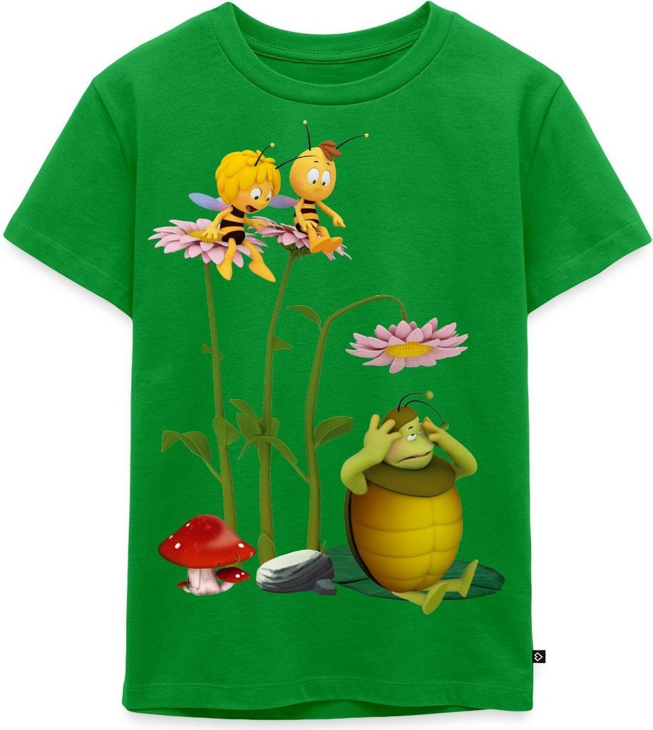 Spreadshirt Biene Maja Mistkäfer Kurt Kinder Premium T-Shirt, 122/128 (6 Jahre), Grün