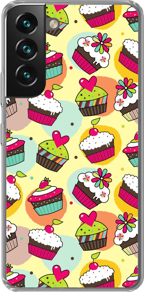 MuchoWow Handyhülle Schutzhülle Hülle für Telefoonhoesje Samsung Galaxy S22 Plus Mädchen - Cupcake - Schnittmuster - Mädchen - Kinder - Bab...