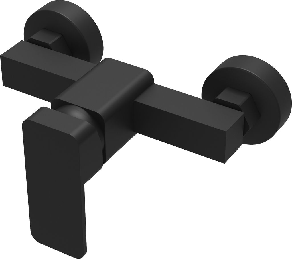 Granitan | Duscharmatur VERI - Schwarz - Quadratisch - Hochwertige Messingverarbeitung - Temperaturbeständig