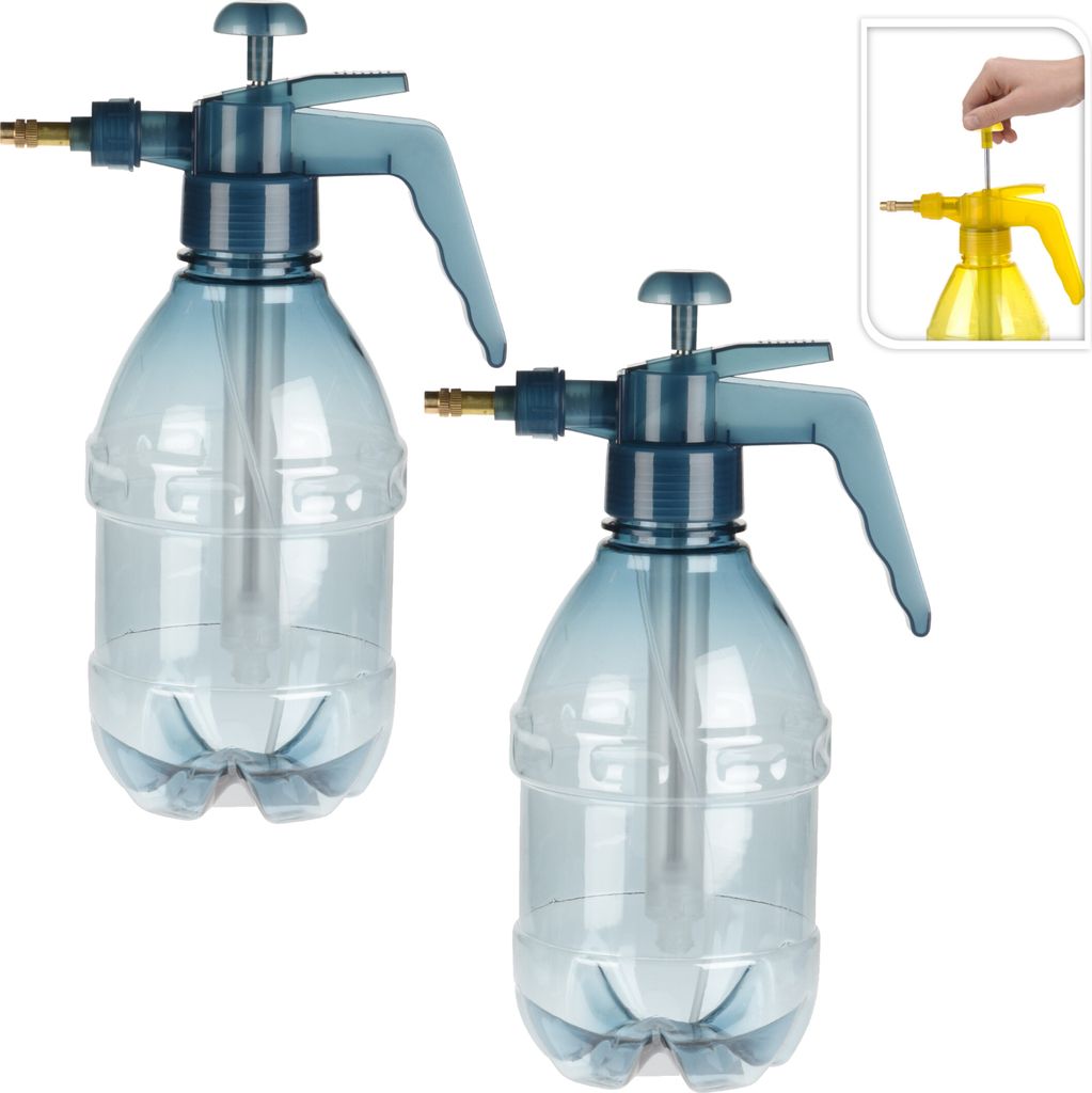 2x Pflanzensprüher Drucksprüher Pumpsprüher Sprühflasche 1,5 Liter Blau / Transparent
