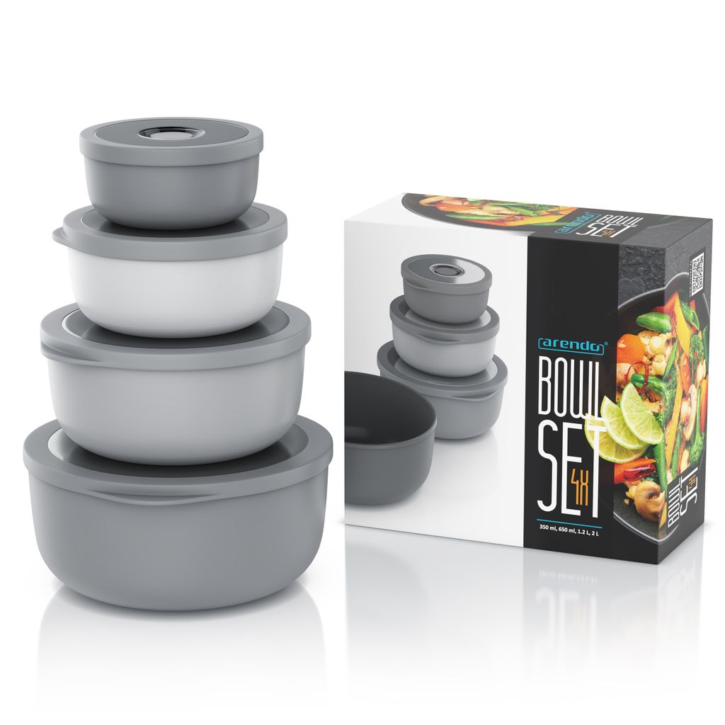 Cook With Color Set 12 Ciotole In Plastica Con Coperchio - Salvia, Impilabili, Freezer E Lavastoviglie