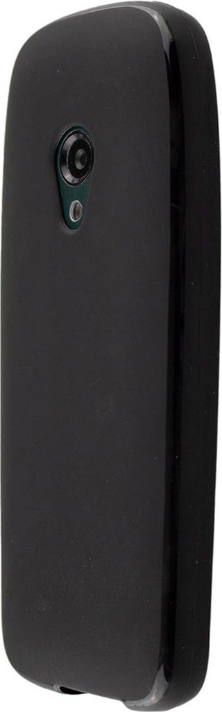 A black protective case for a mobile phone is shown from a side angle against a white background.