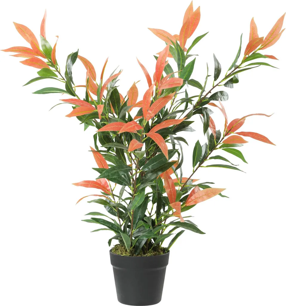 Photinia Artificiale 90 cm - 300 Foglie Rosse e Verdi | Arredo Interni