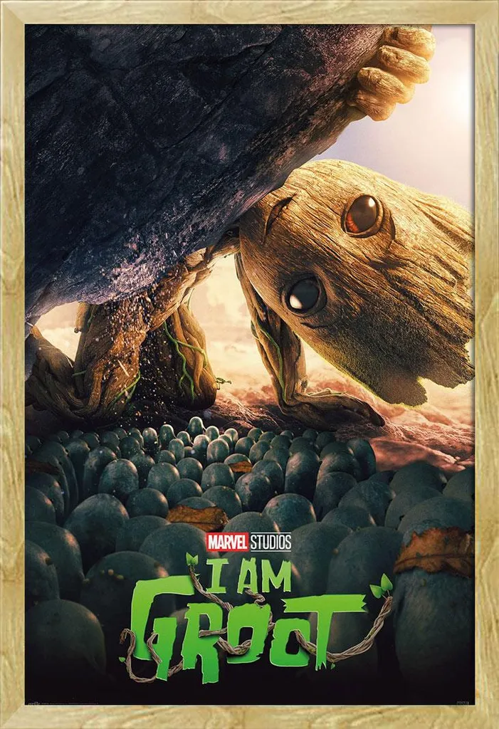 Groot - Poster - L'omino + cornice rimovibile, Shinsuke® Maxi MDF faggio, vetro acrilico