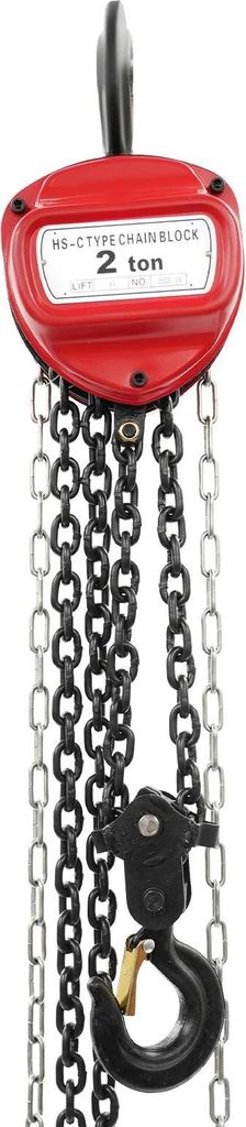 Handkettenzug - Kettenzug - Tragfähigkeit 2 t - Hubhöhe 6 m - Manganstahl - Dreiecksform - Rot