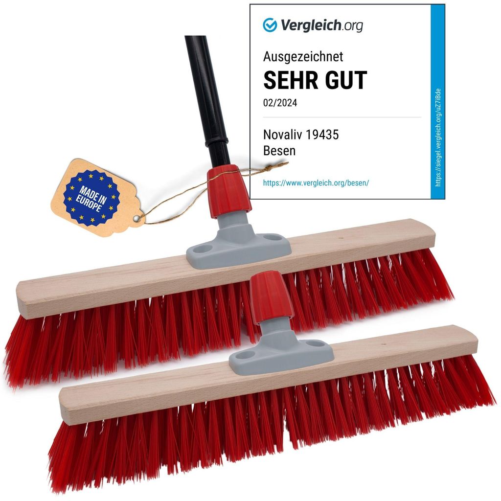 Novaliv 2x Strassenbesen mit Stiel 60 cm I Teleskopstiel Produktbild 