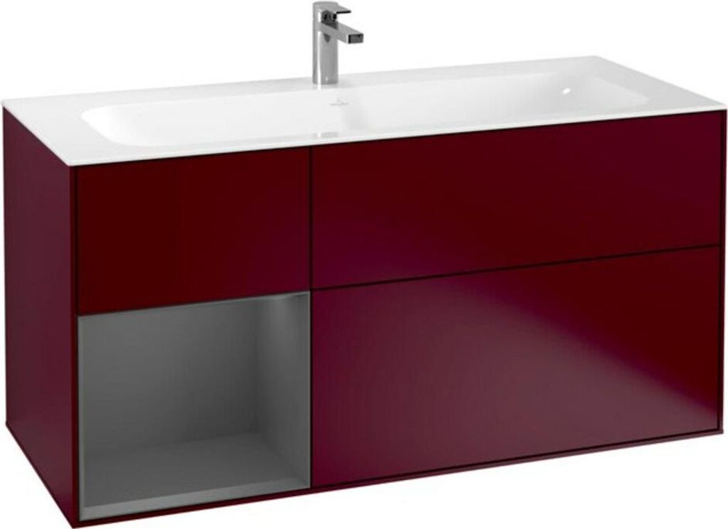 V&B Waschtischunterschrank Wandbeleuchtung Finion 119,6x59,1cm, Reg li Anthrac. m, Peo m