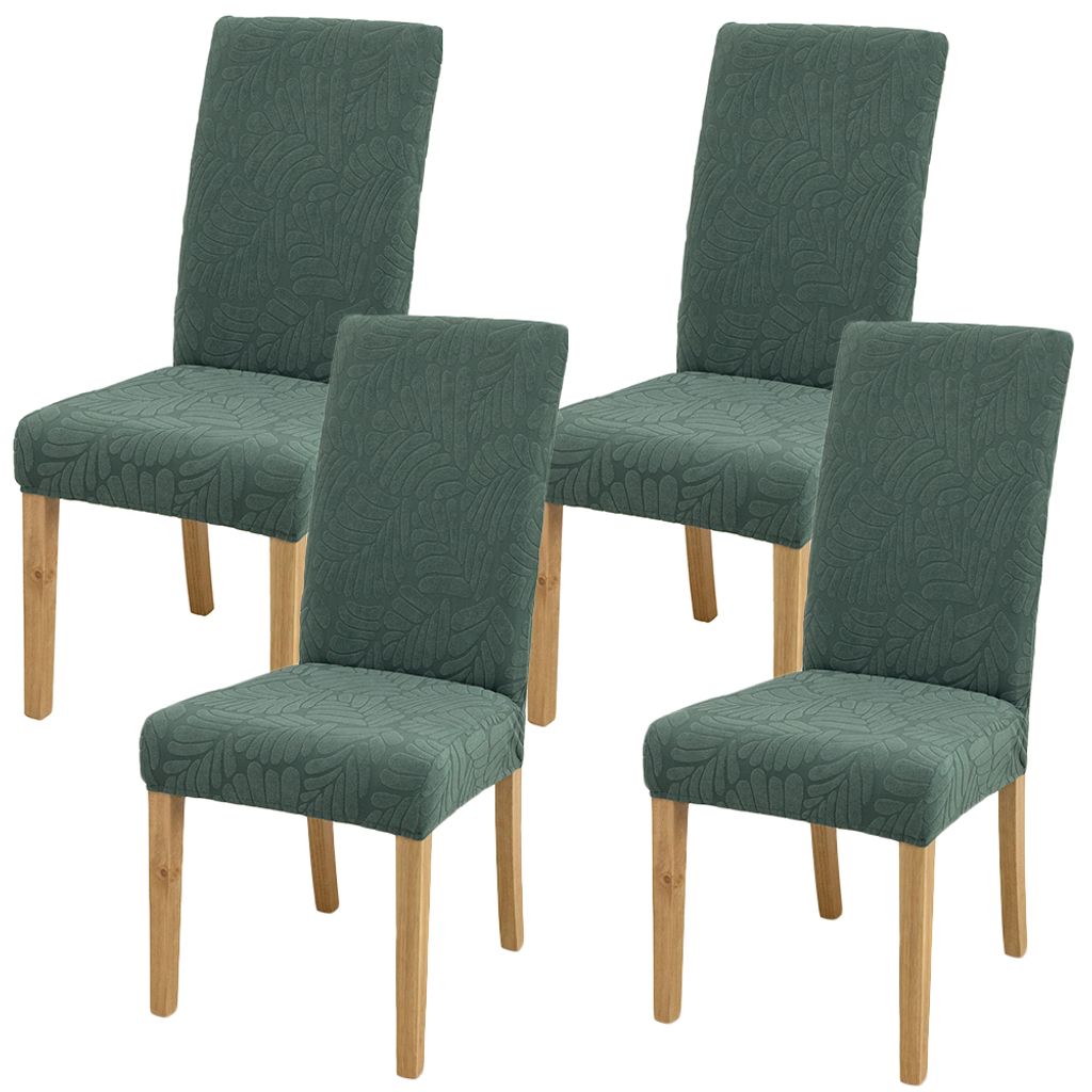 Stretch Stuhlhusse 4er Set Universelle Elasthan Jacquard Stuhlbezug Husse Grün