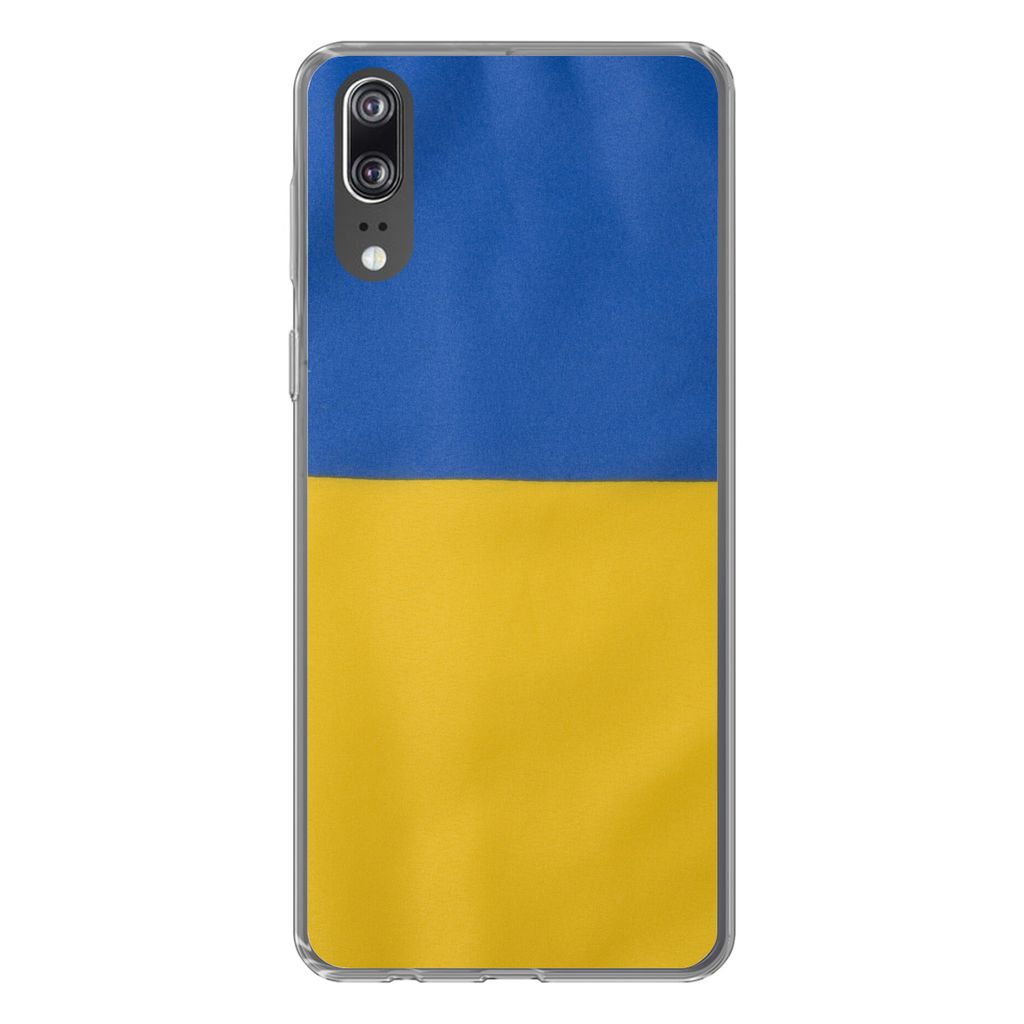 MuchoWow Handyhülle Schutzhülle Hülle für Huawei P20 Nahaufnahme der Flagge der Ukraine Silikon Softcase Handy Hülle - Hardcover