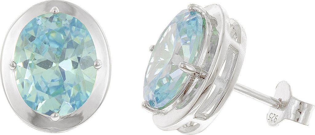 trendor 21340-03 Damen-Ohrringe 925 Silber Zirkonia-Ohrstecker Swiss Blau