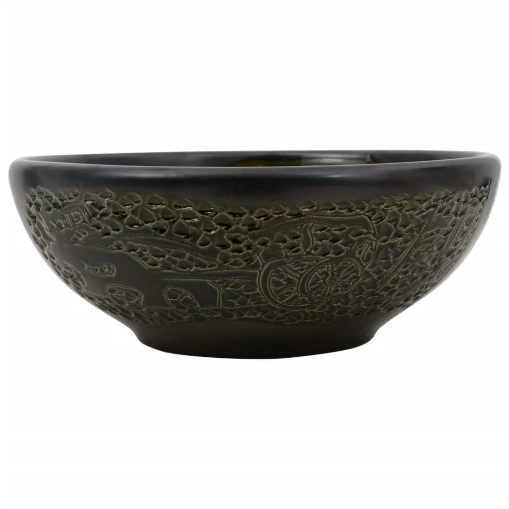 Lavandino da Appoggio Nero Ceramica vidaXL | Ø41x14 cm Robusto