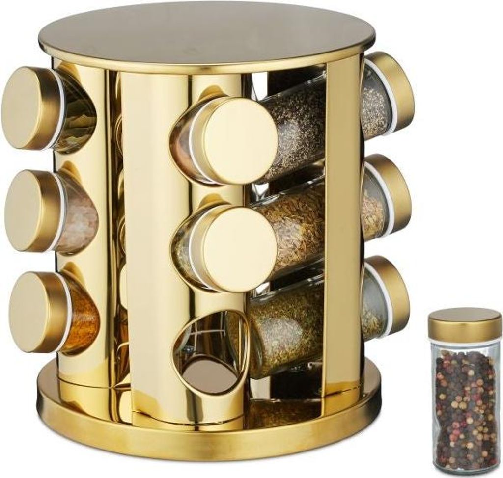 Karussell für goldene Gewürze mit 12 Gläsern