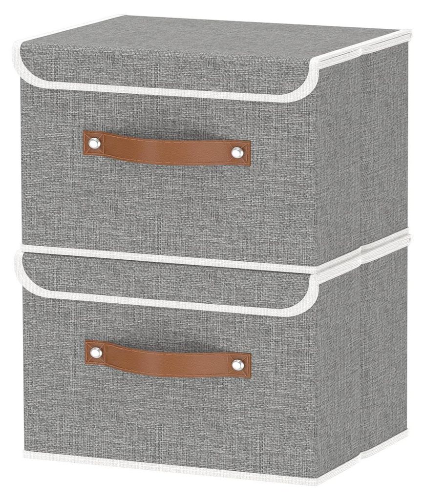 2 faltbare Aufbewahrungskörbe, dekorative Aufbewahrungsboxen mit Griffen, Kleiderschrank-Organizer, für Kleidung