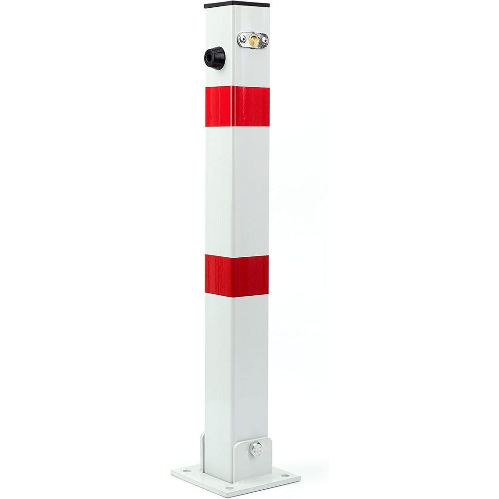 Parkovací sloupek sklopný zamykací kovový 60cm - bílý s Obrázek produktu 