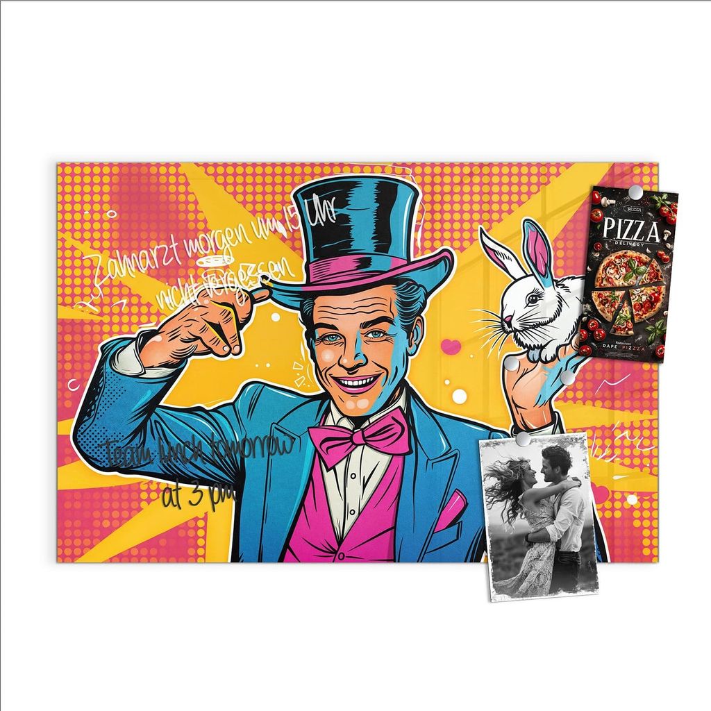 Magnettafel 60x40cm Pinnwand Whiteboard beschreibbar - Zauberer Mit Hase