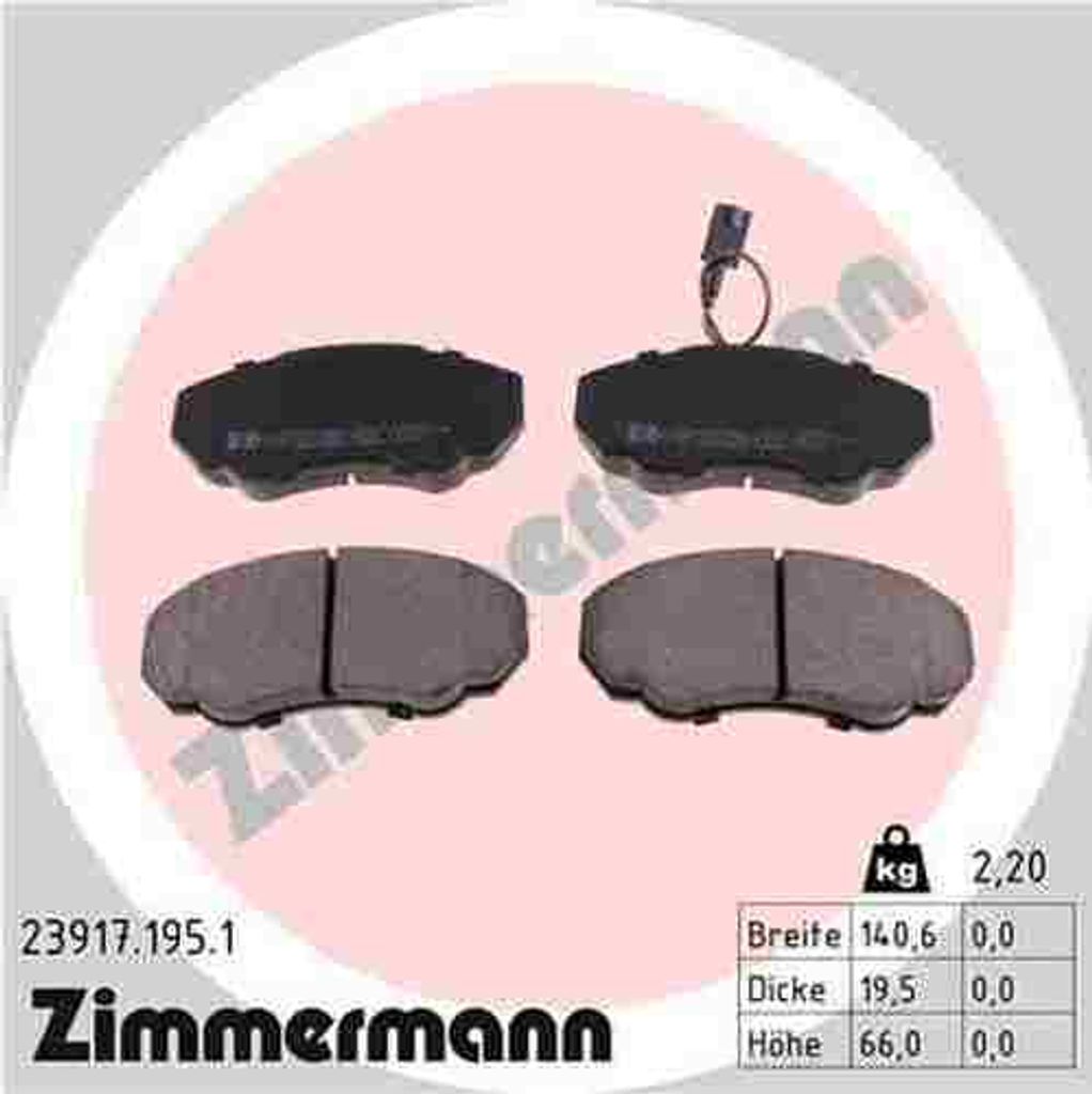 ZIMMERMANN Bremsbeläge Satz Vorne Bremsklötze für FIAT DUCATO Pritsche/Fahrgestell (230) 23917.195.1