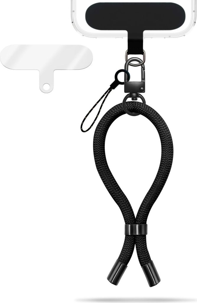 Wristy Edition - Lanyard Universal Handykette - Handgelenk-Schlaufe mit Metall-Karabiner - Midnight Schwarz