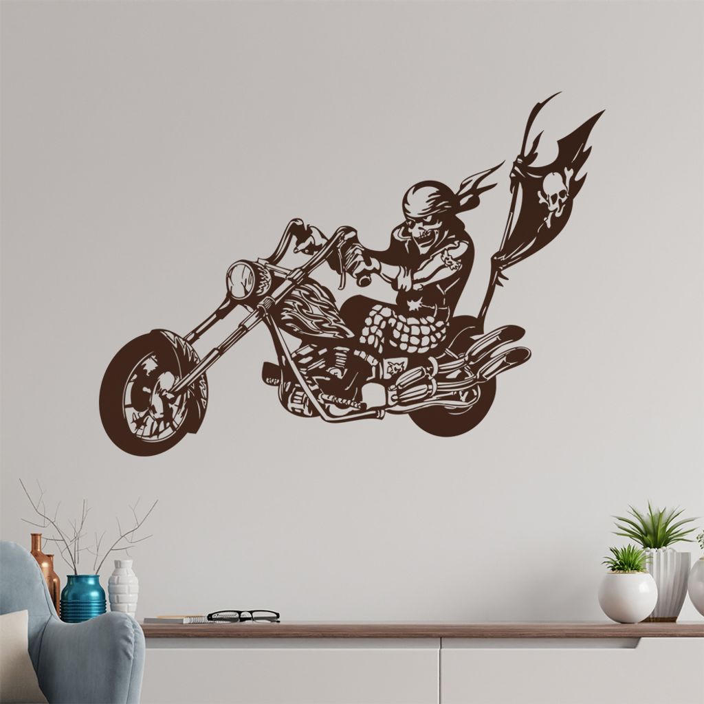 Biker Flag Wandtattoo in 6 Größen - Wandaufkleber Wall Sticker - Dekoration, Küche, Wohnzimmer, Schlafzimmer, Badezimmer