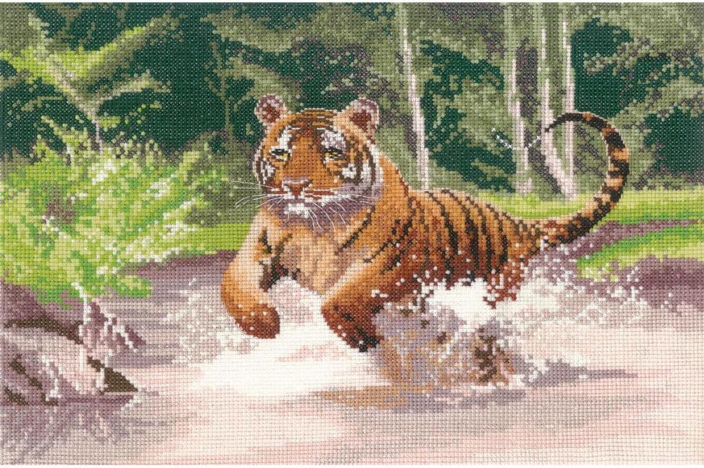 Auslaufmodell Heritage Kreuzstich Set Zählstoff "Tiger (L) ", Zählmuster, PGTI1009-E, 32x22cm