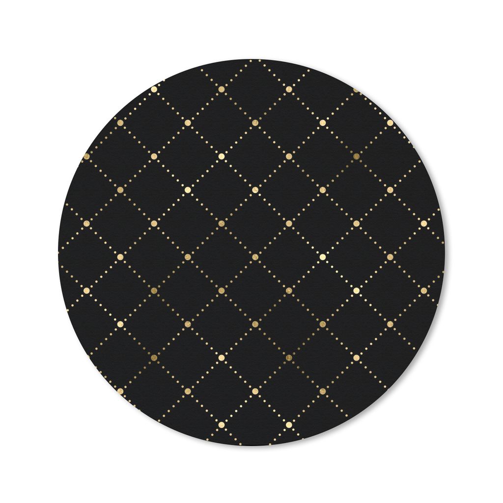 MuchoWow Mauspad Mousepad Polka dots - Gold - Schwarz 40x40 cm - Mousepads - Maus Mat - Pad - Mausunterlage - Schreibtisch Accessoires