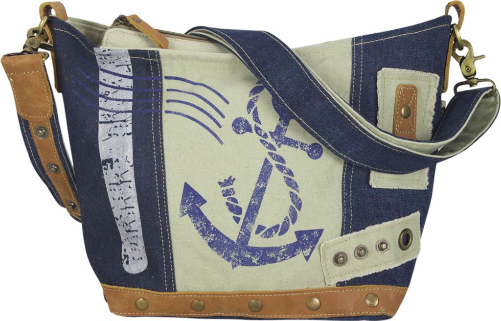 Sunsa Damen Tasche Umhängetasche kleine Schultertasche Handtasche aus Canvas & Jeans blau