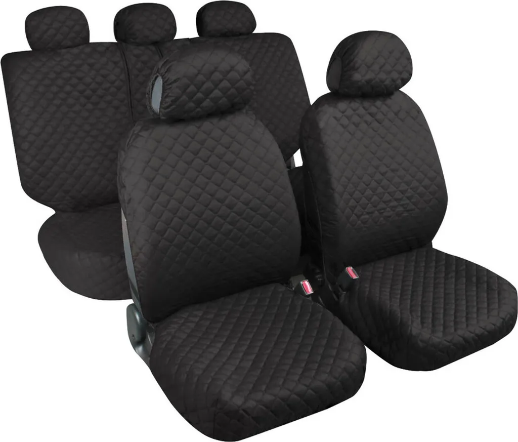 Kit Fodere Auto Biba Nero Universali con 5 Copripoggiatesta Completi