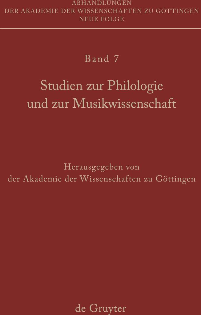 Studien zur Philologie und zur Musikwissenschaft