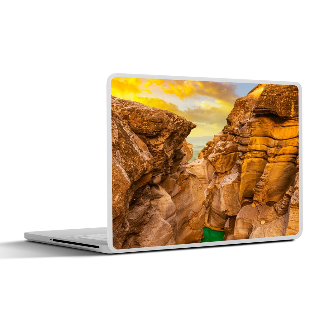 MuchoWow Laptop Aufkleber Sticker Cover Felsen - Meer - Sonnenuntergang - Natur - Wasser 36.5x27.5 cm - Laptop-Sticker