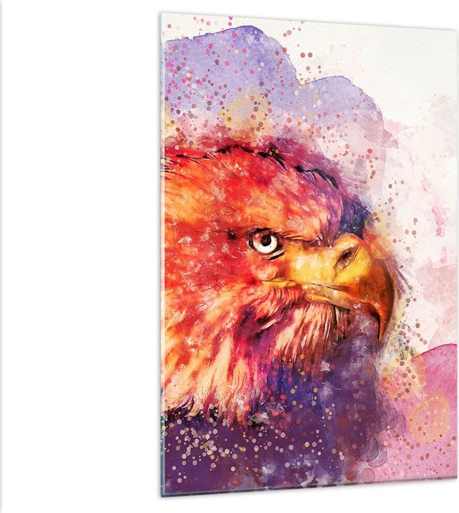 Bilder auf glas - Einteilig - Adler Vogel Feder - 80x120cm - Glasbilder - Wandbilder - Bilder - zum Aufhängen bereit - Wanddekoration aus Glas - G...