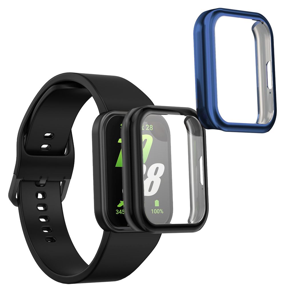 kwmobile 2x Silikon Hülle für Samsung Galaxy Fit 3 Schutzhülle - Fullbody Display Cover Set aus Silikon - Schwarz Blau