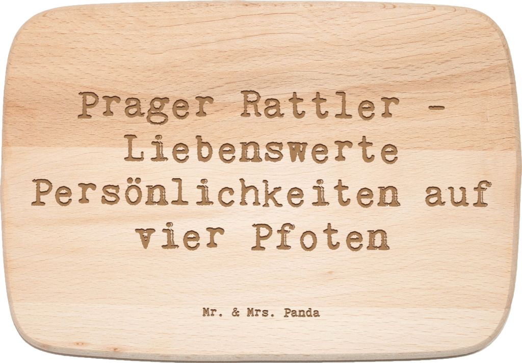 Mr. & Mrs. Panda Schneidebrett Holz Spruch Prager Rattler - Transparent - Geschenk, Familienhund, loyaler Freund, Hunderasse, Frühstücksbrettchen...