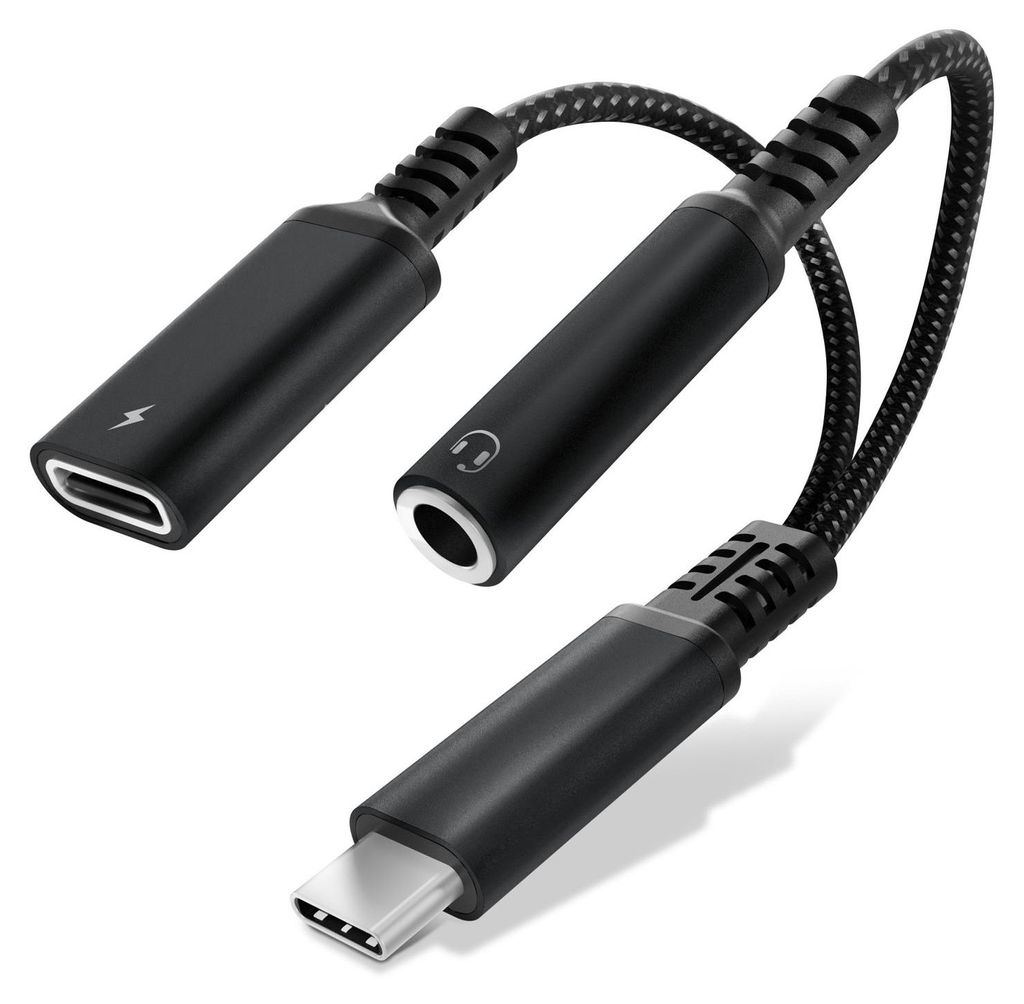 CELLONIC 2-in-1 Adapter USB-C Klinke 3,5 mm Aux-Splitter Produktbild 