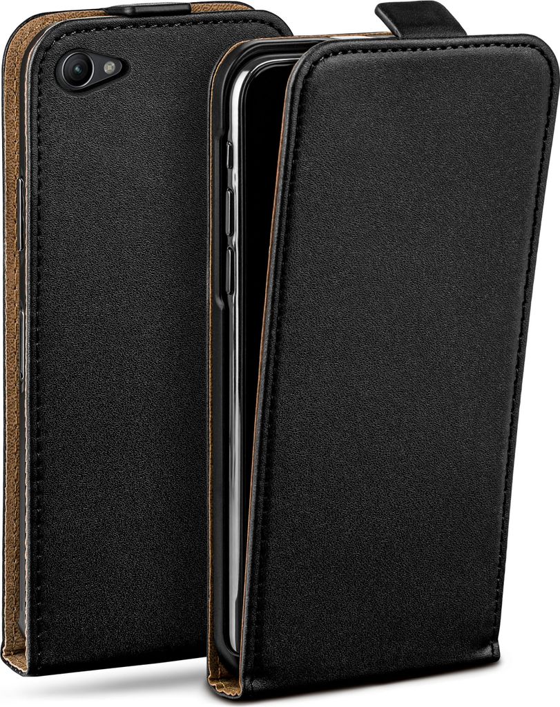 moex Flip Case kompatibel mit Sony Xperia Z1 Compact - Hülle mit 360 Grad Schutz, Schwarz