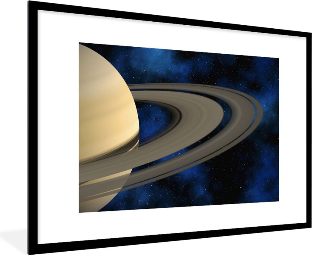 MuchoWow® Gerahmtes Poster Saturn gegen einen dunkelblauen Produktbild 