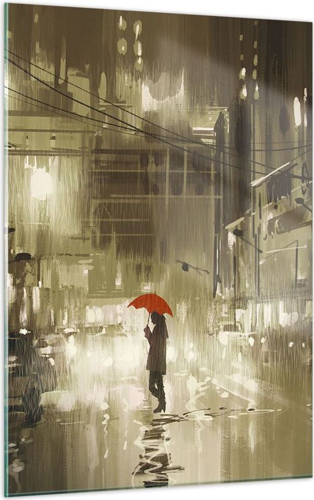 Bilder auf glas - Einteilig - Illustration Katastrophe Städtische Straße Regen - 50x70cm - Glasbilder - Wandbilder - Bilder - Wanddekoration aus ...