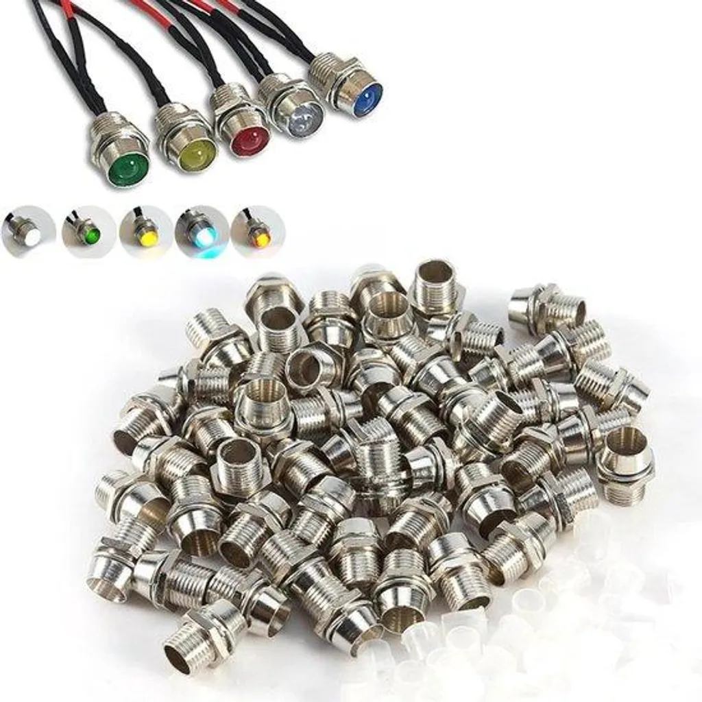 Fixation LED 5mm pour panneau de bord voiture ou bateau en métal argenté