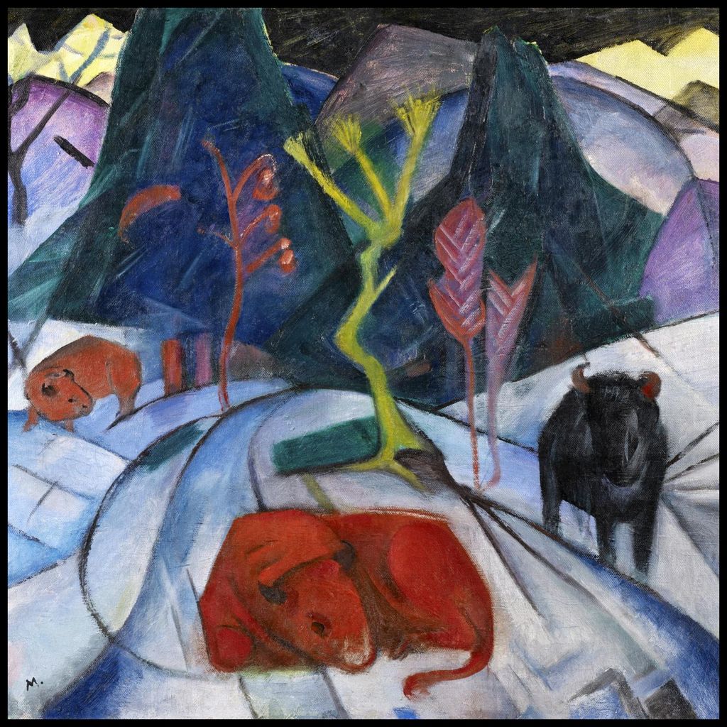 Plakat 100x100cm Bison im Winter, Marc Vintage für das Wohnzimmer