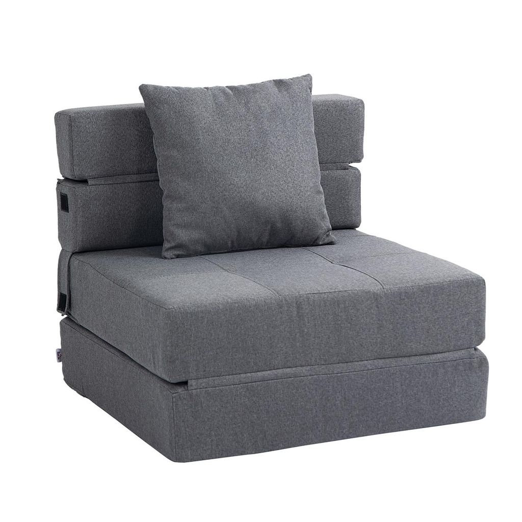 2-in-1 Schlafsessel mit Bettfunktion Klappbar Schlafsofa Klappsessel Relaxsessel Gästebett bis 100 kg Belastbar Dunkelgrau