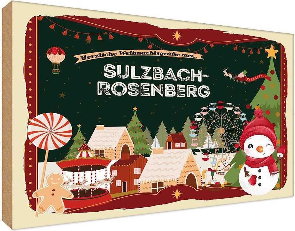 vianmo Holzschild 20x30 cm Weihnachten SULZBACH-ROSENBERG